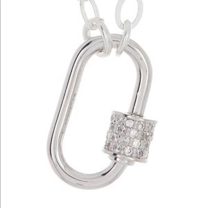 ADORNIA. SILVER OVAL SCREW LOCK PENDANT NECKLACE